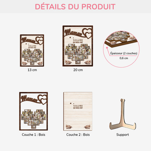 Cuore di Famiglia™ – cornice in legno personalizzata con le foto di famiglia