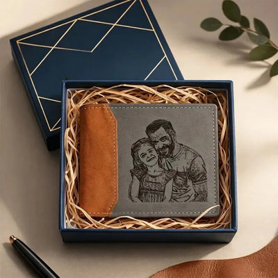 Portafoglio in pelle personalizzato per papà con foto e incisione