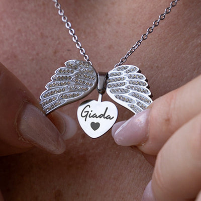 Collana angioletto con cuore inciso personalizzato