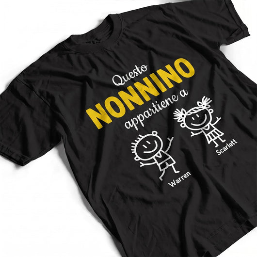 T-shirt personalizzata per il nonno con i nomi dei nipoti