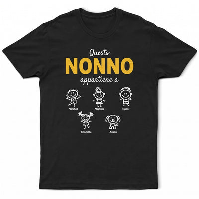 T-shirt personalizzata per il nonno con i nomi dei nipoti
