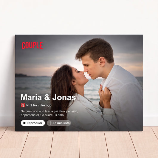 Tela personalizzata Noi Due™ con foto di coppia in stile copertina di serie