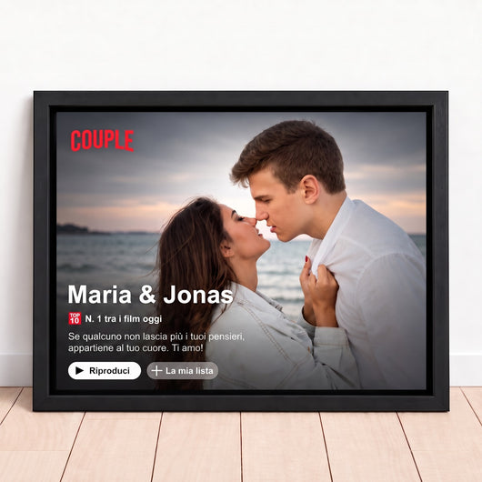 Tela personalizzata Noi Due™ con foto di coppia in stile copertina di serie