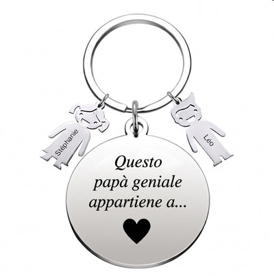 Portachiavi personalizzato per papà con i nomi dei figli