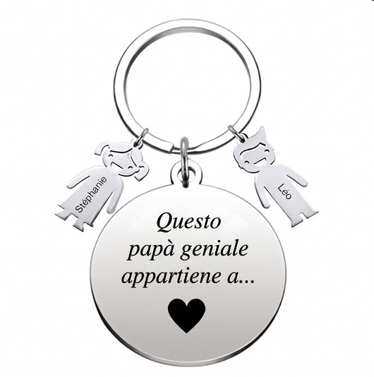 Portachiavi personalizzato per papà con i nomi dei figli
