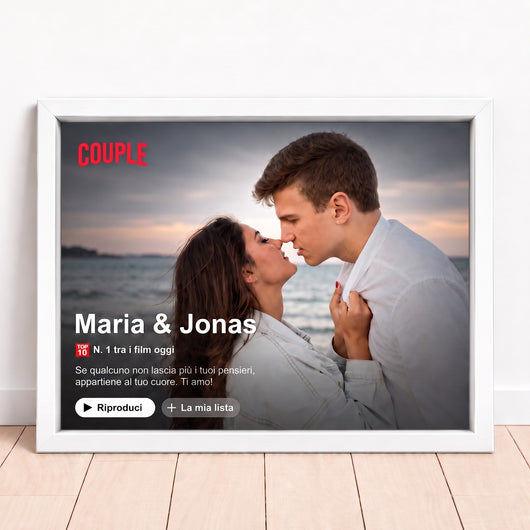 Tela personalizzata Noi Due™ con foto di coppia in stile copertina di serie