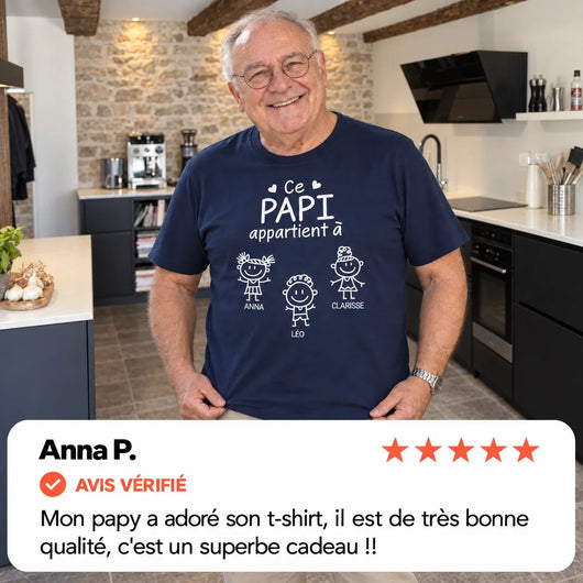 T-shirt personalizzata per il nonno con i nomi dei nipoti