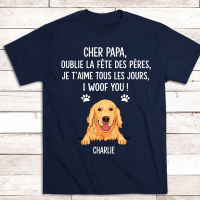 T-shirt personalizzata in cotone con il cane del papà