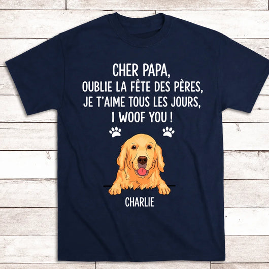 T-shirt personalizzata in cotone con il cane del papà