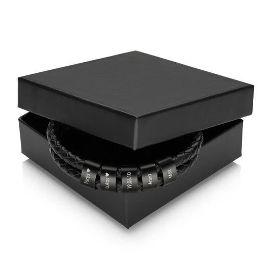 Bracciale in pelle personalizzato per il nonno con perle incise