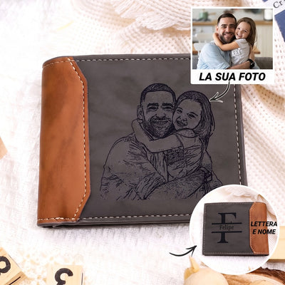 Portafoglio in pelle personalizzato per papà con foto e incisione