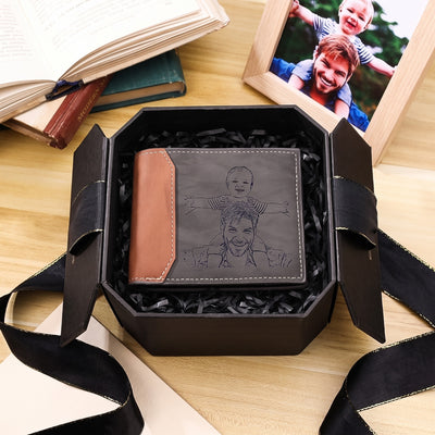 Portafoglio in pelle personalizzato per papà con foto e incisione