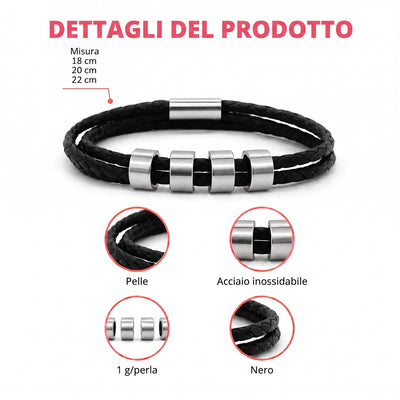 Bracciale in pelle I Miei™ personalizzato con nomi
