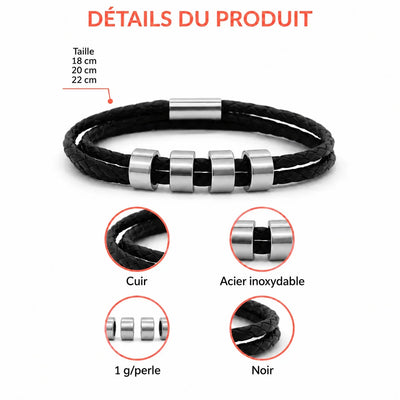 Bracciale in pelle I Miei™ personalizzato con nomi