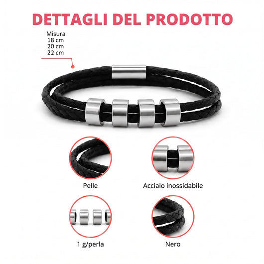 Bracciale in pelle I Miei™ personalizzato con nomi