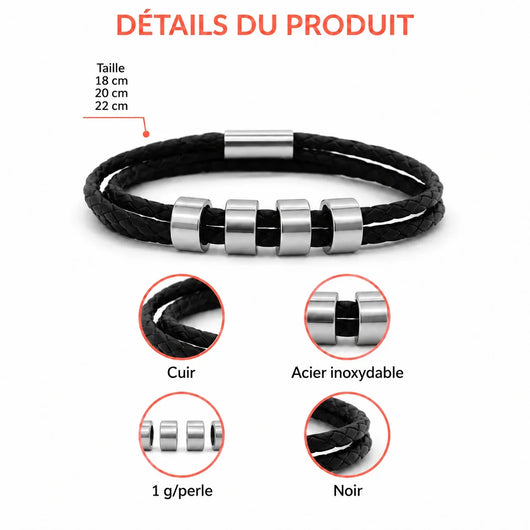 Bracciale in pelle I Miei™ personalizzato con nomi