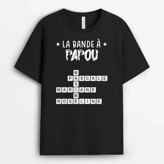 T-shirt personalizzata Cruciverba™ per il nonno con i nomi dei nipotini