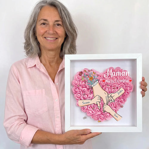 Con la Mamma™ - Cornice famiglia fiorita personalizzata