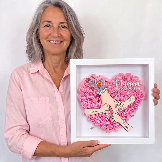 Cornice famiglia fiorita personalizzata per la mamma