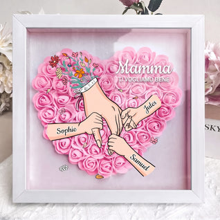 Con la Mamma™ - Cornice famiglia fiorita personalizzata