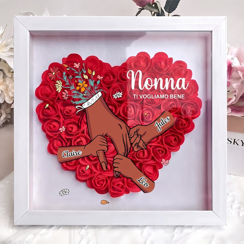 Con la Mamma™ - Cornice famiglia fiorita personalizzata