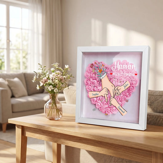 Cornice famiglia fiorita personalizzata per la mamma