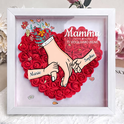 Con la Mamma™ - Cornice famiglia fiorita personalizzata