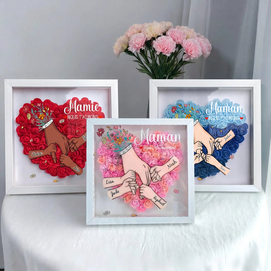 Cornice famiglia fiorita personalizzata per la mamma