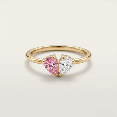 Anello Inseparabili™ con due pietre portafortuna a forma di cuore
