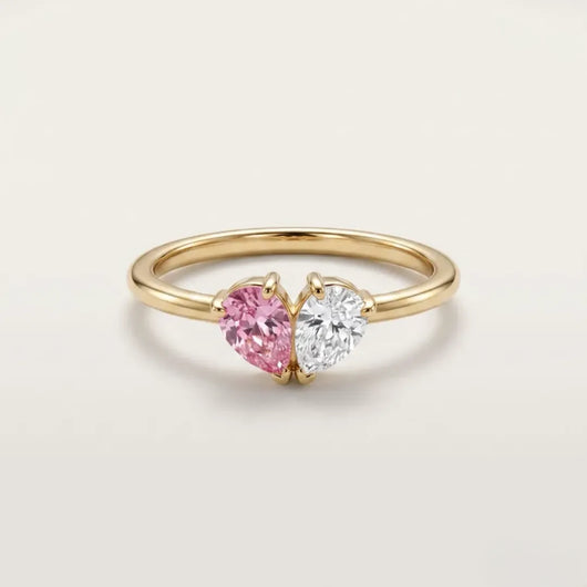 Anello Inseparabili™ con due pietre portafortuna a forma di cuore