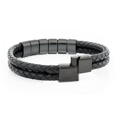 Bracciale in pelle personalizzato per il nonno con perle incise