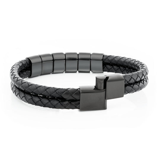 Bracciale in pelle personalizzato per il nonno con perle incise