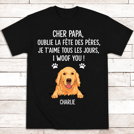 T-shirt personalizzata in cotone con il cane del papà