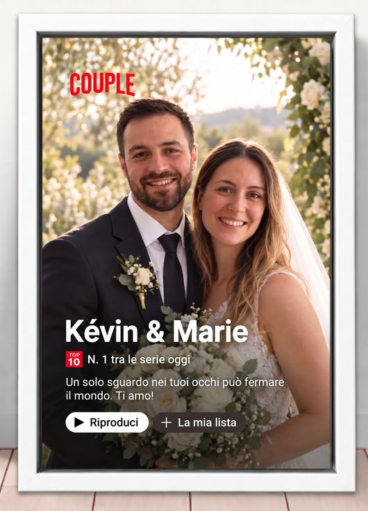 Tela personalizzata Noi Due™ con foto di coppia in stile copertina di serie