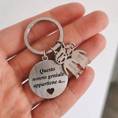 Nonno Fantastico™ – portachiavi personalizzato con i nomi dei nipoti