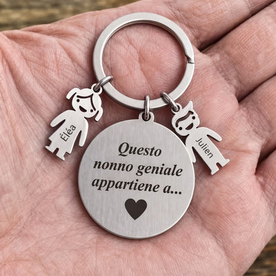 Nonno Fantastico™ – portachiavi personalizzato con i nomi dei nipoti