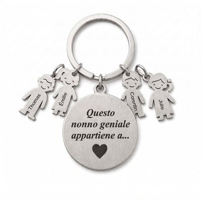 Nonno Fantastico™ – portachiavi personalizzato con i nomi dei nipoti