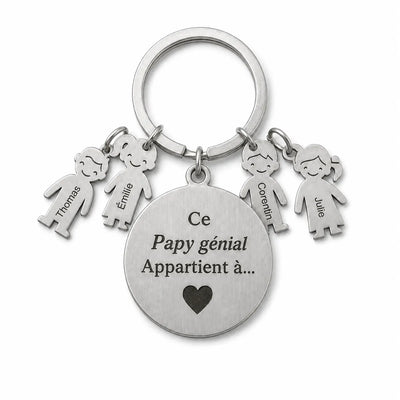 Nonno Fantastico™ – portachiavi personalizzato con i nomi dei nipoti