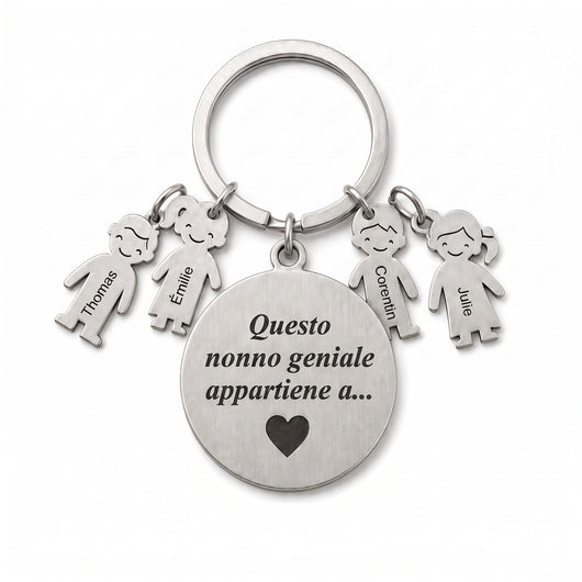 Nonno Fantastico™ – portachiavi personalizzato con i nomi dei nipoti