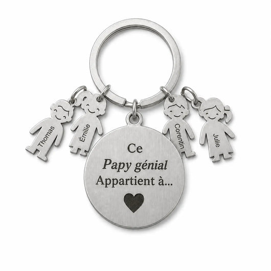 Nonno Fantastico™ – portachiavi personalizzato con i nomi dei nipoti