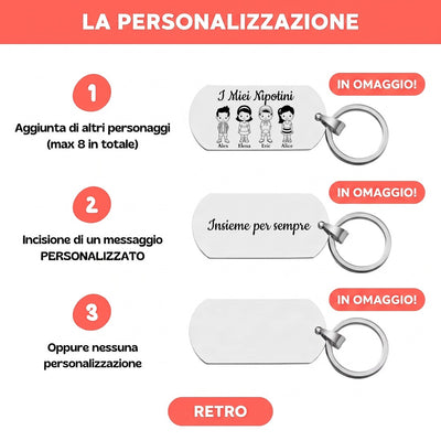 Portachiavi di famiglia personalizzato I Miei Nipotini™