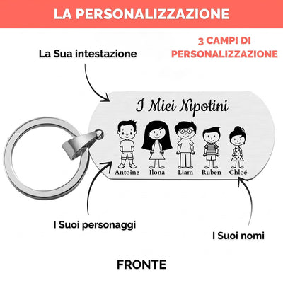 Portachiavi di famiglia personalizzato I Miei Nipotini™