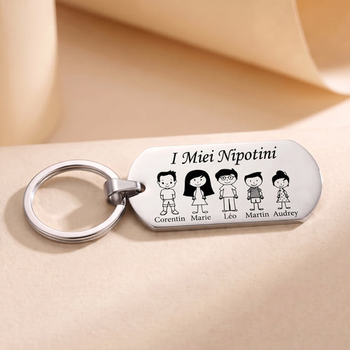 I Miei Nipotini™ – Portachiavi di famiglia personalizzato