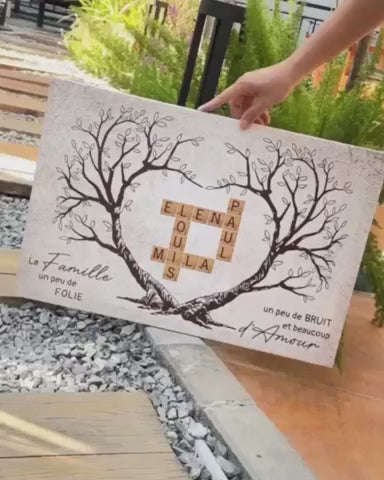 Tela cruciverba con nomi della famiglia personalizzati