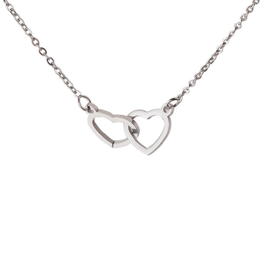 Collana a doppio cuore finitura oro bianco