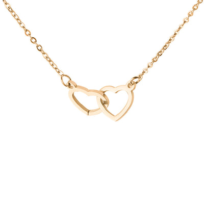 Collana dorata a doppio cuore