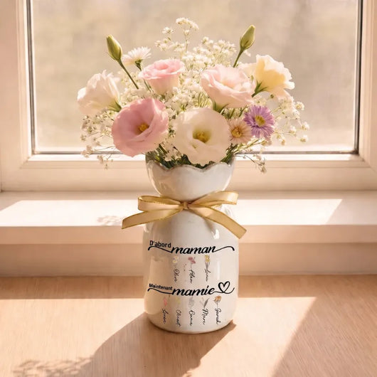 Prima di Tutto Mamma™ – vaso in ceramica personalizzato con i nomi della famiglia