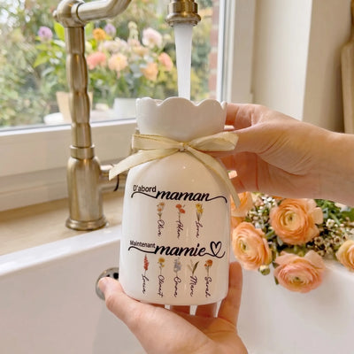 Prima di Tutto Mamma™ – vaso in ceramica personalizzato con i nomi della famiglia
