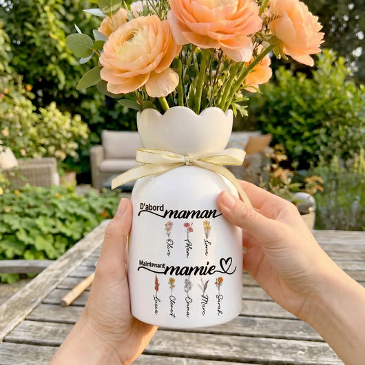 Prima di Tutto Mamma™ – vaso in ceramica personalizzato con i nomi della famiglia