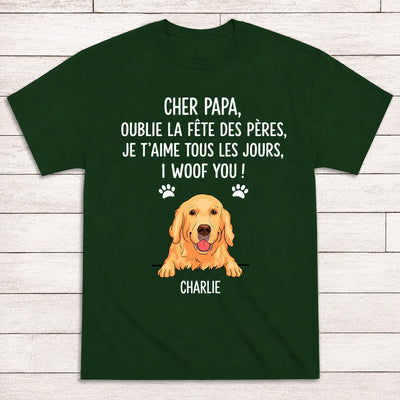 T-shirt personalizzata in cotone con il cane del papà